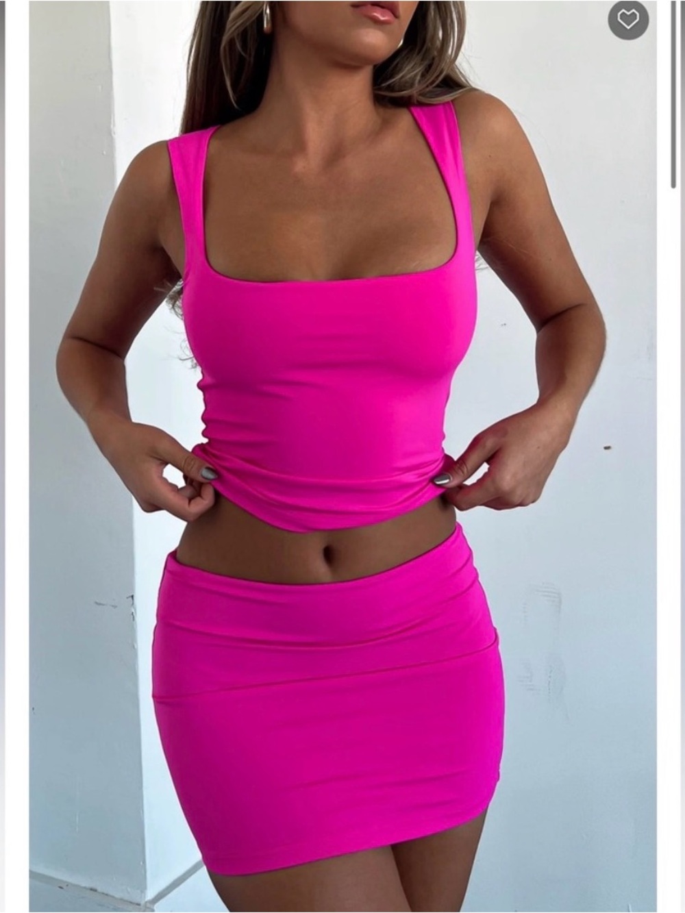 WHITE FOX Fell in Love Top & Dynasty MINI SKIRT - matching set both in Hot Pink